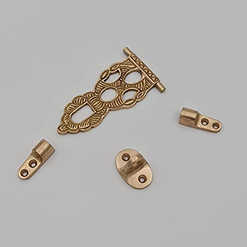 Vintage Brass Small Box hasp Lock Antique Brass Trunk Latches Jewelry Box Lock Clasp Antique Box Locking hinged hasp (1 pcs )