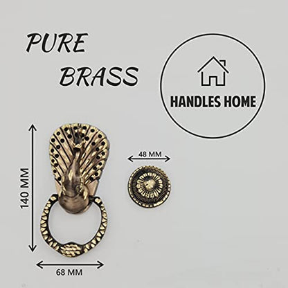Peacock Shaped Brass Door Knocker, Door Handle, Indian Brass Handle, Bird Knocker/Vintage Brass Door Handle/Beautiful Brass Door Knocker