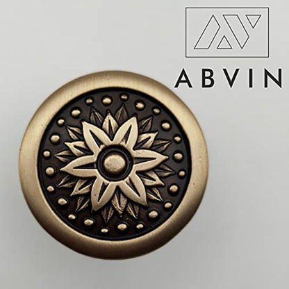 ABVIN Solid Brass Antique KNOBS - Unique Cabinet Pulls, Beautiful Drawer Knobs, Decorative Knobs, Dresser Knobs, Drawer Pulls, Knobs and Pulls - 1 Pcs