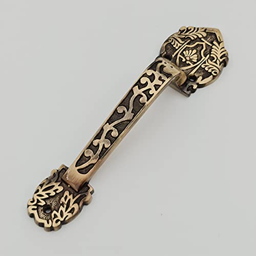 Brass Door Handle 8 inch Carving Handle Vintage Door Handle ABVIN003 (1 PCS )