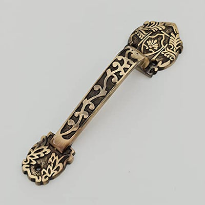Brass Door Handle 8 inch Carving Handle Vintage Door Handle ABVIN003 (1 PCS )