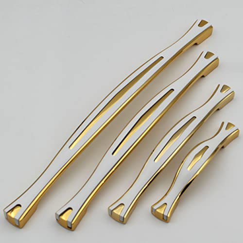 ABVIN Premium White Gold Bar Handles, Unique Modern Gold Cabinet Hardware, Furniture Pulls for Doors, Cabinets, Cupboards & Drawers ( 1 pcs )