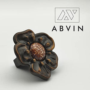 ABVIN Imported Marble Flower Knobs - Unique Cabinet Pulls, Beautiful Drawer Knobs, Decorative Knobs, Dresser Knobs, Drawer Pulls, Knobs and Pulls - 1 Pcs