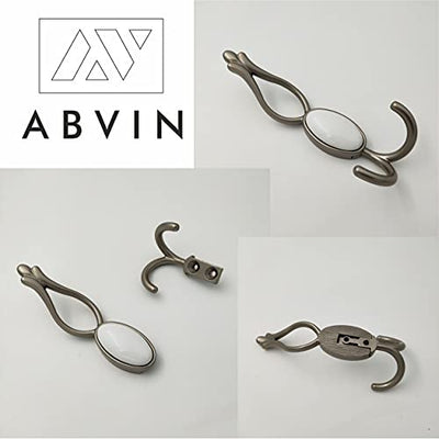 ABVIN - Premium White Stone Bathroom Cloth Hooks Hanger Door Wall Robe Hooks Rail for Hanging Keys, Clothes, Towel - 1Pcs (Silver)