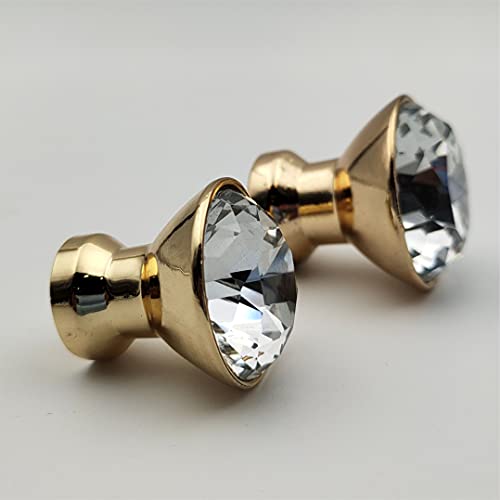 Crystal Gold Knobs for Wardrobe , Kitchen - 1 pcs