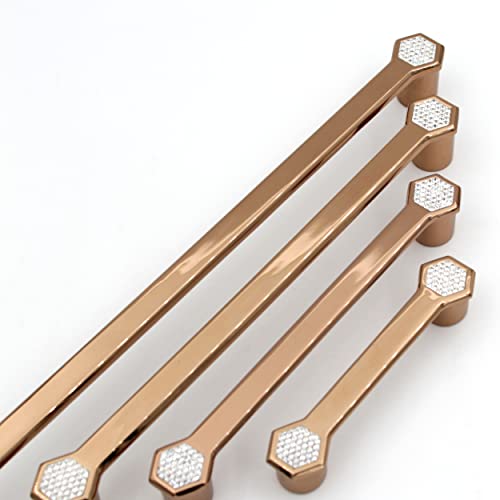 ABVIN Premium PVD Rosegold Crsytal Bar Handles, Modern Gold Cabinet Hardware, Furniture Pulls for Doors, Cabinets, Cupboards & Drawers ( 1 pcs )