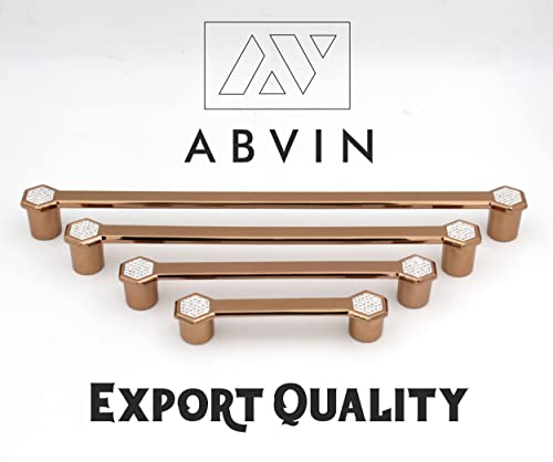 ABVIN Premium PVD Rosegold Crsytal Bar Handles, Modern Gold Cabinet Hardware, Furniture Pulls for Doors, Cabinets, Cupboards & Drawers ( 1 pcs )