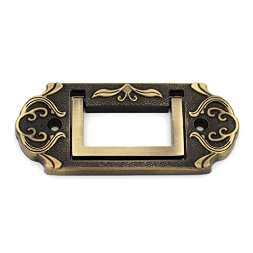 ABVIN Kadi Antique Carving Rectangular Drop Pulls Vintage Antique Old Drawer Unique Cabinet Beautiful Drawer Knobs Decorative Dresser Drawer Pulls - Antique - 1 Pcs