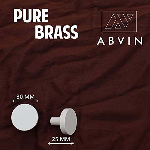 Solid Brass Round White Knobs for Kitchen Drawer Cabinet Wardrobe knob - White - 30mm - 1 Pcs