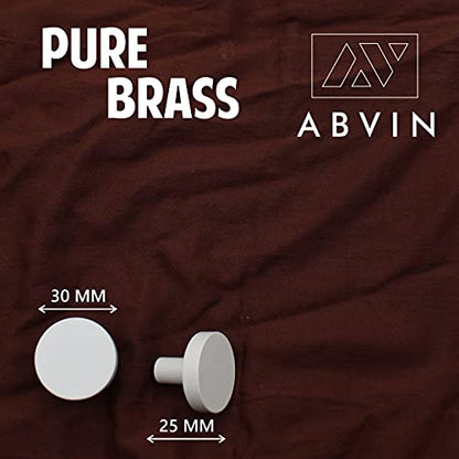 Solid Brass Round White Knobs for Kitchen Drawer Cabinet Wardrobe knob - White - 30mm - 1 Pcs