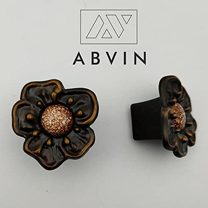 ABVIN Imported Marble Flower Knobs - Unique Cabinet Pulls, Beautiful Drawer Knobs, Decorative Knobs, Dresser Knobs, Drawer Pulls, Knobs and Pulls - 1 Pcs