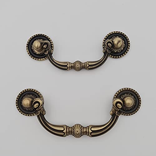 Antique Brass Drop Handle - Unique Cabinet Pulls, Beautiful Drawer Knobs, Decorative Knobs, Dresser Knobs, Drawer Pulls, Knobs and Pulls - Antique Finish - 1 Pcs