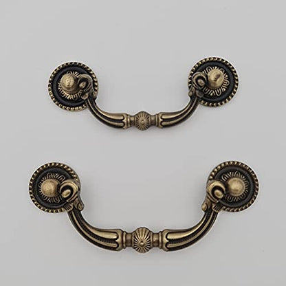 Antique Brass Drop Handle - Unique Cabinet Pulls, Beautiful Drawer Knobs, Decorative Knobs, Dresser Knobs, Drawer Pulls, Knobs and Pulls - Antique Finish - 1 Pcs