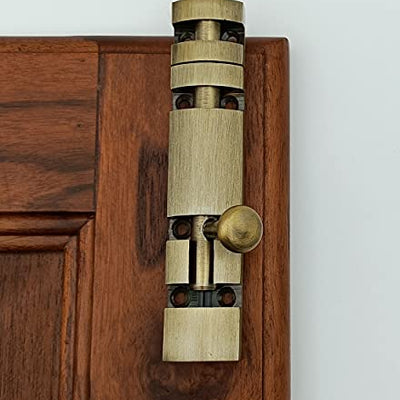 ABVIN Stainless Steel Aluminium Antique Finish Half Round Heavy Duty SS Rod Tower Bolt (with Screws) - Antique Finish