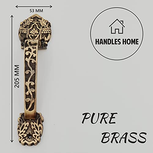 Brass Door Handle 8 inch Carving Handle Vintage Door Handle ABVIN003 (1 PCS )