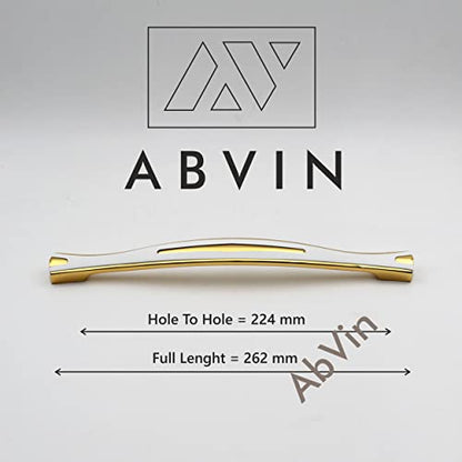 ABVIN Premium White Gold Bar Handles, Unique Modern Gold Cabinet Hardware, Furniture Pulls for Doors, Cabinets, Cupboards & Drawers ( 1 pcs )