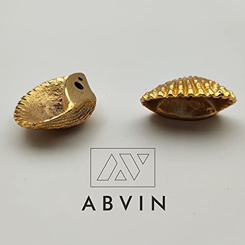 ABVIN Golden Solid Brass Shell Knobs - Unique Cabinet Pulls, Beautiful Drawer Knobs, Decorative Knobs, Dresser Knobs, Drawer Pulls, Knobs and Pulls - 1 Pcs