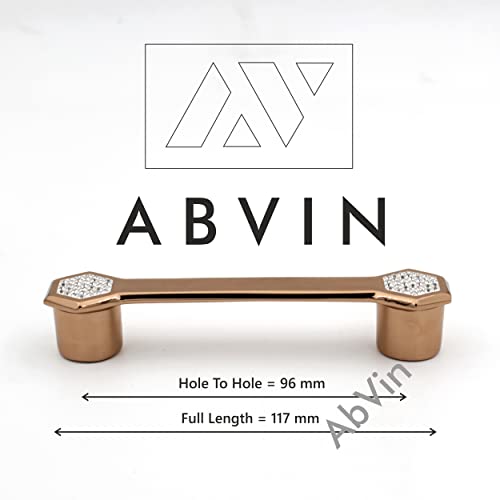 ABVIN Premium PVD Rosegold Crsytal Bar Handles, Modern Gold Cabinet Hardware, Furniture Pulls for Doors, Cabinets, Cupboards & Drawers ( 1 pcs )