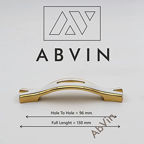 ABVIN Premium White Gold Bar Handles, Unique Modern Gold Cabinet Hardware, Furniture Pulls for Doors, Cabinets, Cupboards & Drawers ( 1 pcs )