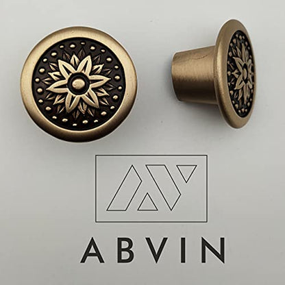 ABVIN Solid Brass Antique KNOBS - Unique Cabinet Pulls, Beautiful Drawer Knobs, Decorative Knobs, Dresser Knobs, Drawer Pulls, Knobs and Pulls - 1 Pcs