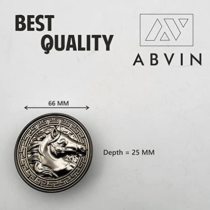 ABVIN Horse Matt Round Knobs Cabinet Beautiful Decorative Dresser Knobs Drawer Pulls Handles - ABVIN008 - Matt Grey Finish - 1 Pcs