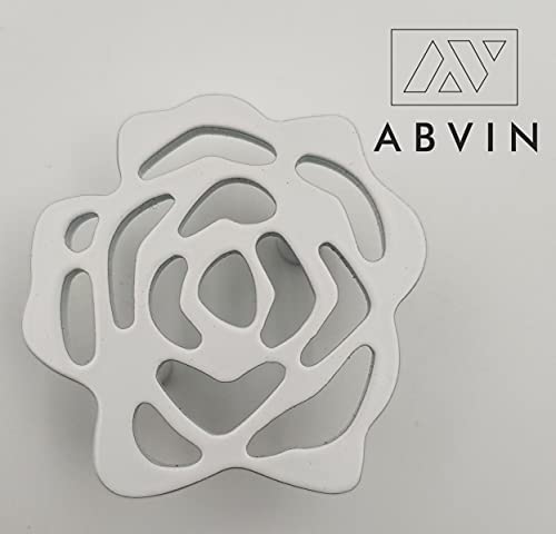 White Flower knobs for Kitchen Wardrobe Drawers Vanity - White matt Finish - 1 pcs