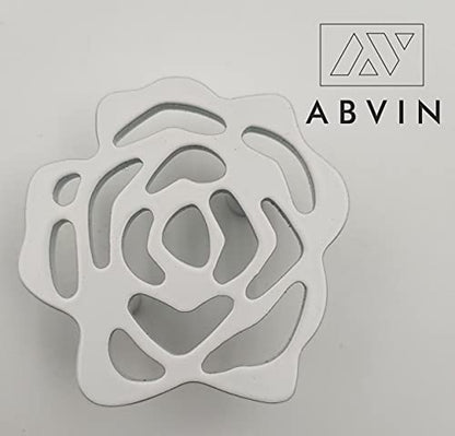 White Flower knobs for Kitchen Wardrobe Drawers Vanity - White matt Finish - 1 pcs
