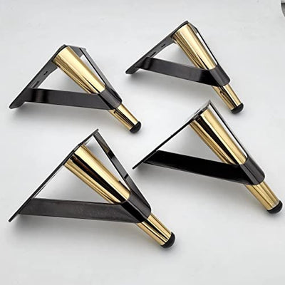 4PC Black Gold Metal Furniture Legs, Modern Style Coffee Table Sofa Feet Kitchen Table Legs Bathroom Cabinet Cupboard Feet, DIY Furniture Hardware