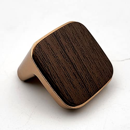 Gold Wood Square Knobs Unique Cabinet Pulls, Beautiful Drawer Knobs, Decorative Knobs, Dresser Knobs, Drawer Pulls, Knobs and Pulls - 1 pcs