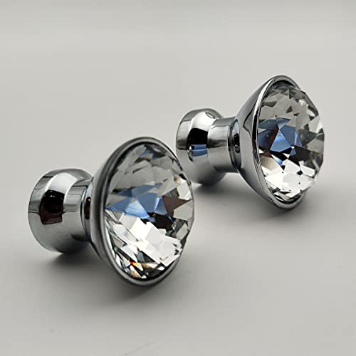 Crystal Knobs for Wardrobe Kitchen cabinets - Chrome Finish - 1 Pcs