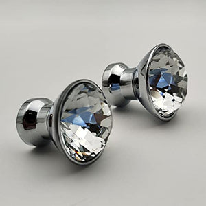 Crystal Knobs for Wardrobe Kitchen cabinets - Chrome Finish - 1 Pcs