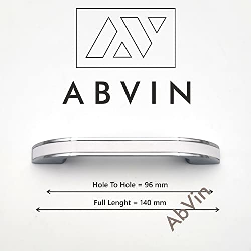 ABVIN Premium White Chrome Bar Handles, Modern Gold Cabinet Hardware, Furniture Pulls for Doors, Cabinets, Cupboards & Drawers ( 1 pcs )