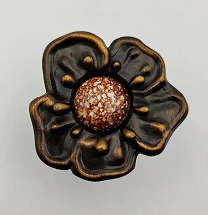 ABVIN Imported Marble Flower Knobs - Unique Cabinet Pulls, Beautiful Drawer Knobs, Decorative Knobs, Dresser Knobs, Drawer Pulls, Knobs and Pulls - 1 Pcs