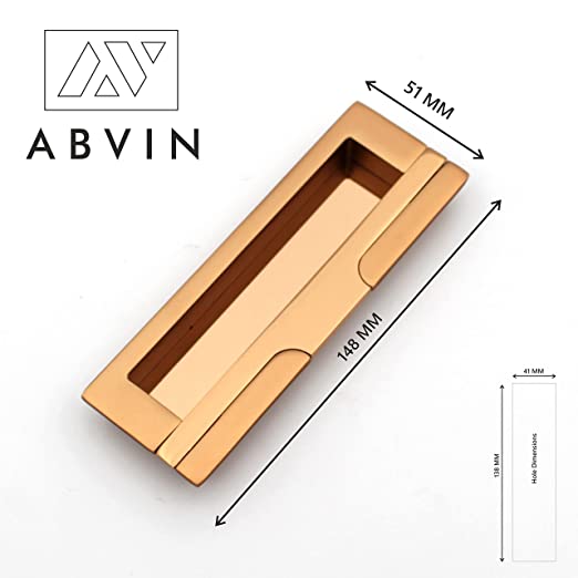 ABVIN Copper Concealed Sliding Door Handle and Concealed Door Slide Handle , Door Handle and Concealed Door Pull Handle, Drawer Handles , Handles for Sliding wardrobes ( 1 Pcs )