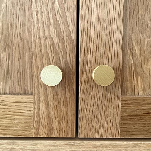 Solid Brass Round Knobs for Cabinet Kitchen Drawer Pulls knob ( 30 mm ) - Satin Brass - 1 Pcs