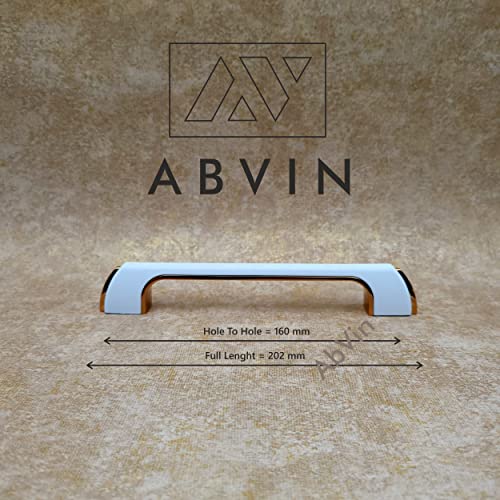 ABVIN Premium White Gold Bar Handles, Modern Gold Cabinet Hardware, Furniture Pulls for Doors, Cabinets, Cupboards & Drawers ( 1 pcs )