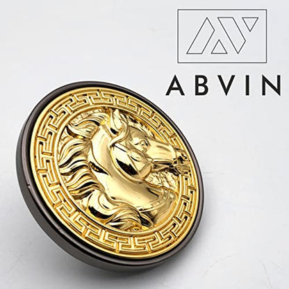 ABVIN Horse Gold Round Knobs Cabinet Beautiful Decorative Dresser Knobs Drawer Pulls Handles - ABVIN008 - Gold Grey Finish - 1 Pcs