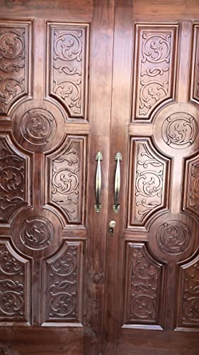 Pure Brass Flower Vintage Antique Door Handle for Main Door Handles, Pulls for Front Door - 1 pcs