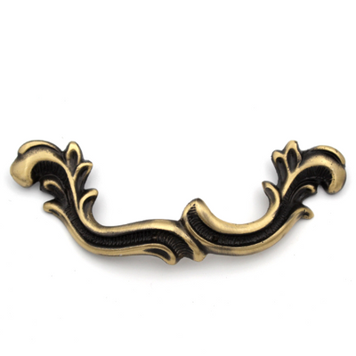 ABVIN 5.6" Carving Pulls Vintage Unique Cabinet Beautiful Drawer Decorative Dresser Knobs Pulls - Pure Brass - Antique Finish - 1 Pcs
