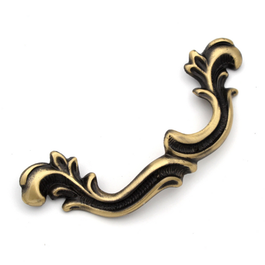 ABVIN 5.6" Carving Pulls Vintage Unique Cabinet Beautiful Drawer Decorative Dresser Knobs Pulls - Pure Brass - Antique Finish - 1 Pcs