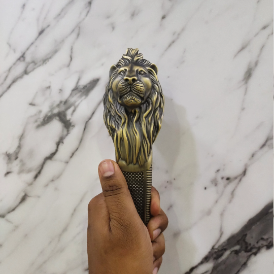 ABVIN Lion Antique Door Pull Handle – Solid Brass, Lion-Head Design, 14.9″ & 19.5″, Vintage Finish