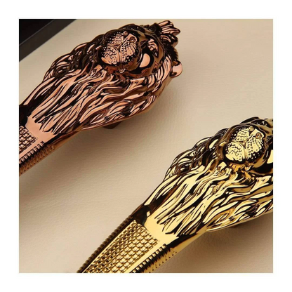 ABVIN Lion Antique Door Pull Handle – Solid Brass, Lion-Head Design, 14.9″ & 19.5″, Vintage Finish