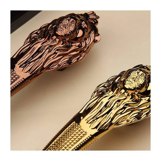 ABVIN Lion Antique Door Pull Handle – Solid Brass, Lion-Head Design, 14.9″ & 19.5″, Vintage Finish