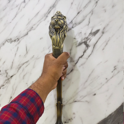 ABVIN Lion Antique Door Pull Handle – Solid Brass, Lion-Head Design, 14.9″ & 19.5″, Vintage Finish